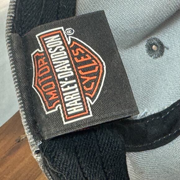 Harley-Davidson Gray Tie-Dye Skull Wings Motorcycle Cap Hat One Size Y2K Style - Picture 5 of 5